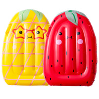 2Pcs Inflatable Boogie Boards for Kids, Inflatable Surf Bodyboard with Handles Pineapple Strawberry Swimming Pool Float Board