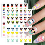 8Pcs Easter Nail Art Stickers Mickey Nail Supplies 3D Self-Adhesive Nail Foil Decals Happy Easter Rabbit Egg Designs