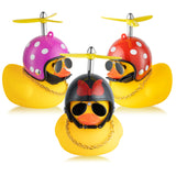 3Pcs Rubber Duck Toys Yellow Duck Car Dashboard Decorations Mouse Theme Rubber Ducks with Propellers Helmet, Sunglasses, Gold Chain Car Motorcycle Bicycle Ornaments for Adults, Kids Gift