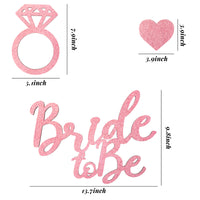 3Pcs Bride to Be Wooden Sign Rose Gold Glitter Diamond Ring Heart-Shaped Hanging Decor Bridal Sign Photo Booth Props Party Decorations