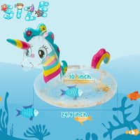 Inflatable Unicorn Pool Float with Glitters, Unicorn Swim Tube Ring with Tail Decoration Portable Pool Ride