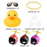 3Pcs Rubber Duck Toys Yellow Duck Car Dashboard Decorations Mouse Theme Rubber Ducks with Propellers Helmet, Sunglasses, Gold Chain Car Motorcycle Bicycle Ornaments for Adults, Kids Gift