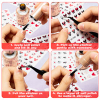 8Pcs Mouse Nail Stickers Decals, 3D Self Adhesive Mouse Love XOXO Heart Cute Cartoon Nail Art Stickers DIY Nail Stickers