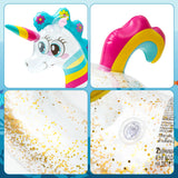 Inflatable Unicorn Pool Float with Glitters, Unicorn Swim Tube Ring with Tail Decoration Portable Pool Ride