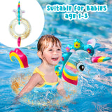 Inflatable Unicorn Pool Float with Glitters, Unicorn Swim Tube Ring with Tail Decoration Portable Pool Ride