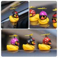 3Pcs Rubber Duck Toys Yellow Duck Car Dashboard Decorations Mouse Theme Rubber Ducks with Propellers Helmet, Sunglasses, Gold Chain Car Motorcycle Bicycle Ornaments for Adults, Kids Gift