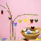 30Pcs Easter Wooden Hanging Ornaments, Mickey Rabbit Egg Shaped Hanger Decorations Mickey Inspired Wood Slices Embellishments Crafts with Twine Easter Day Gift